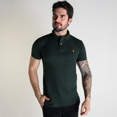 Camiseta Tipo Polo Verde Oscuro Clasica - Norva Select
