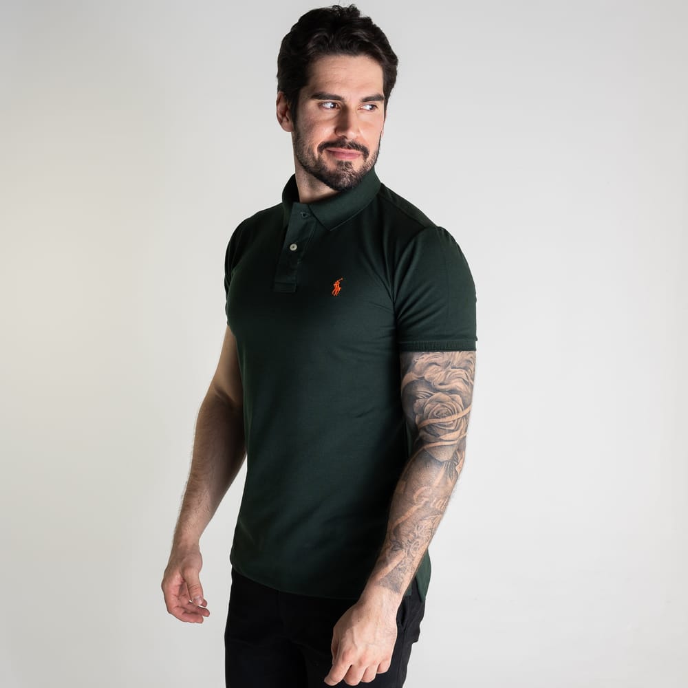 Camiseta Tipo Polo Verde Oscuro Clasica - Norva Select