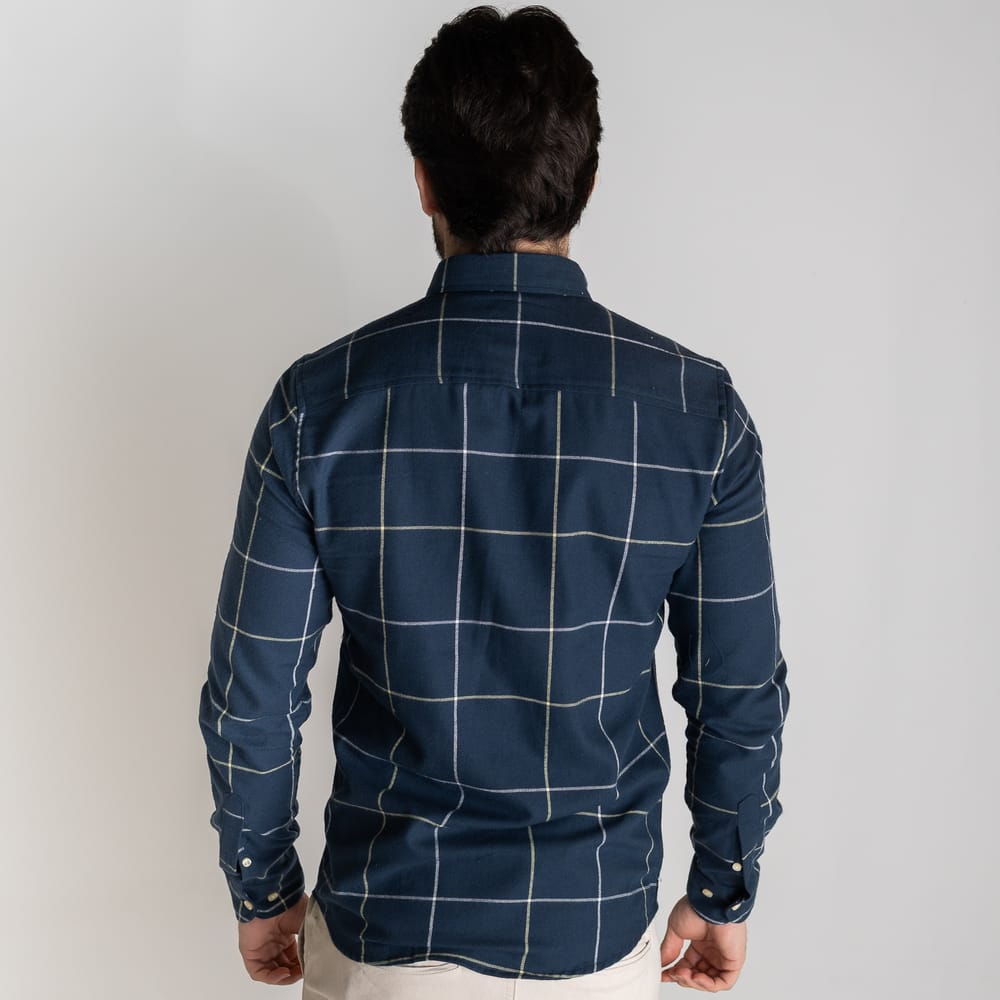 Camisa Hombre Azul a Cuadros Grandes Combinados