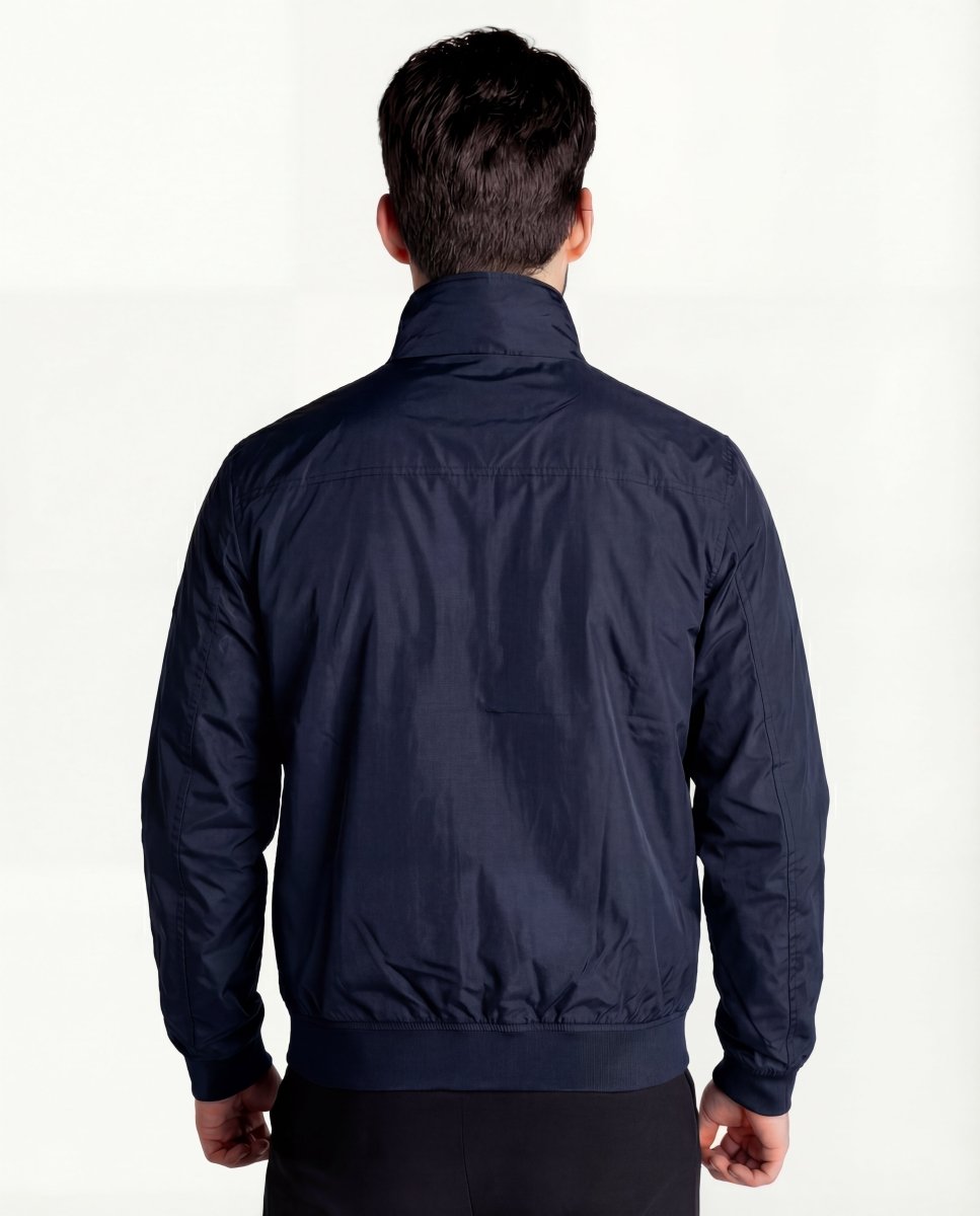 Chaqueta Cortavientos Hombre Azul Oscuro Franjas Gruesas - Norva Select
