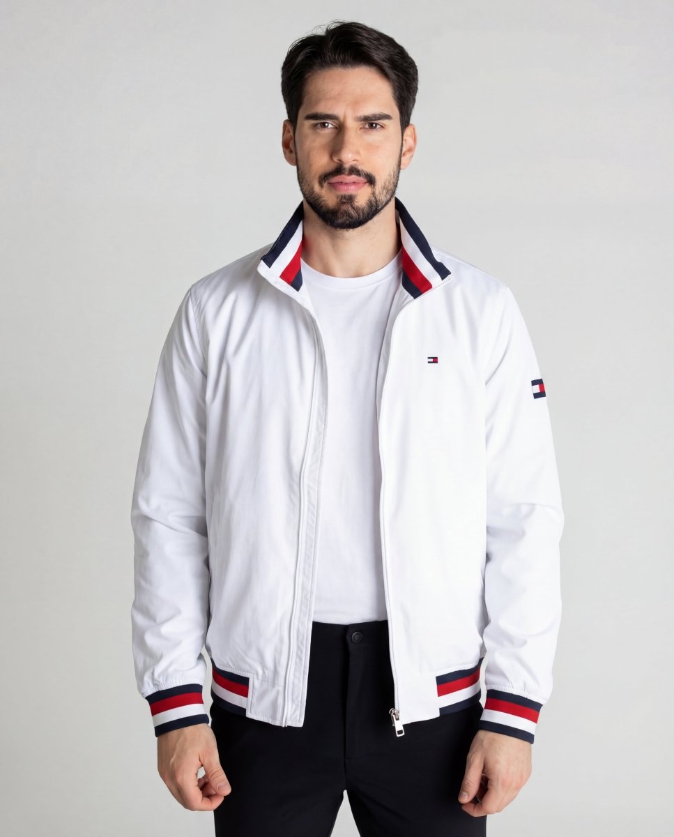 Chaqueta Cortavientos Hombre Blanca Moderna - Norva Select