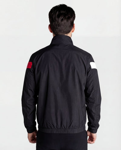 Chaqueta Cortavientos Hombre Negra Franjas Cruzadas - Norva Select