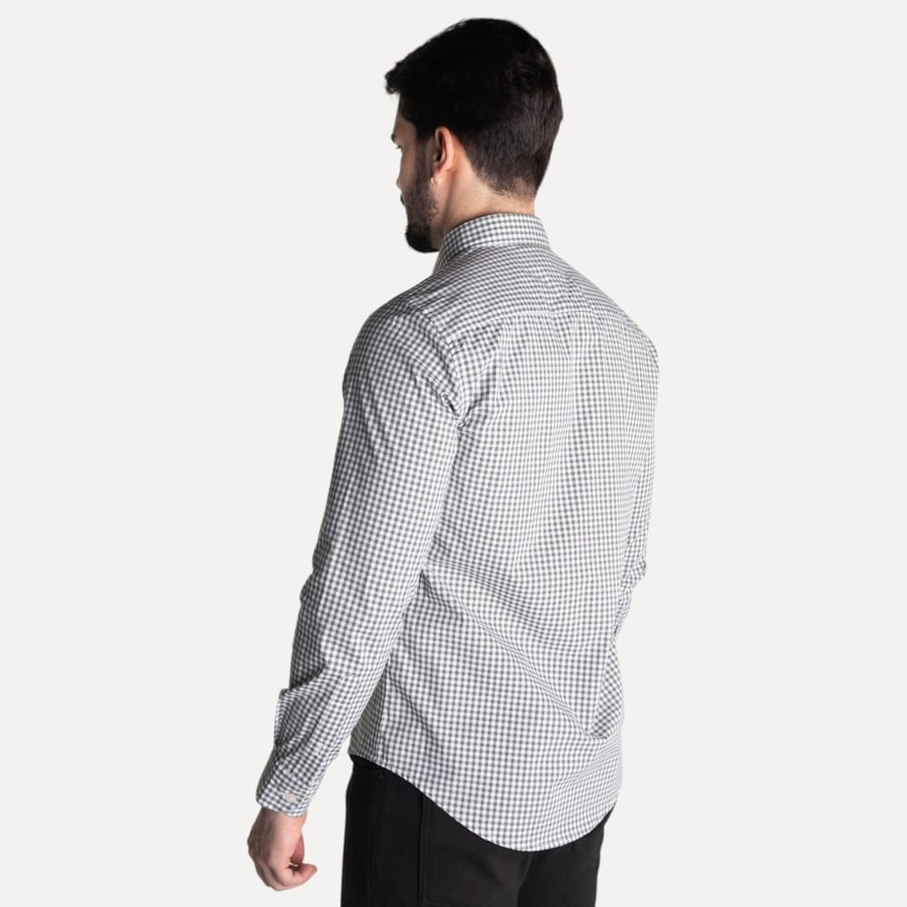 Camisa Hombre Gris a Cuadros TM