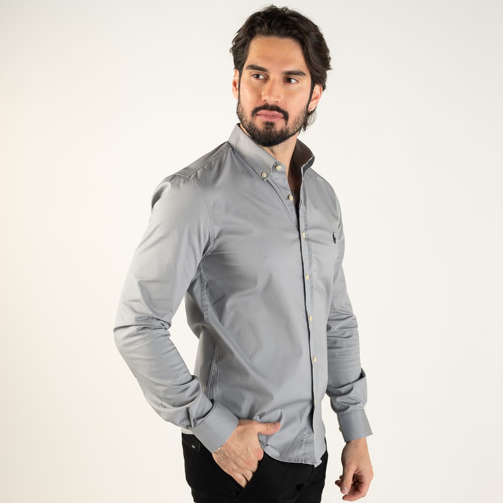 Camisa Hombre Gris Clásica