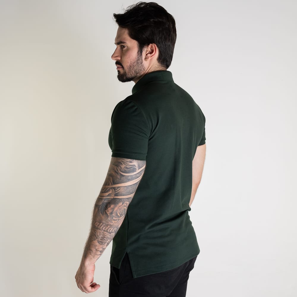 Camiseta Tipo Polo Verde Oscuro Clasica