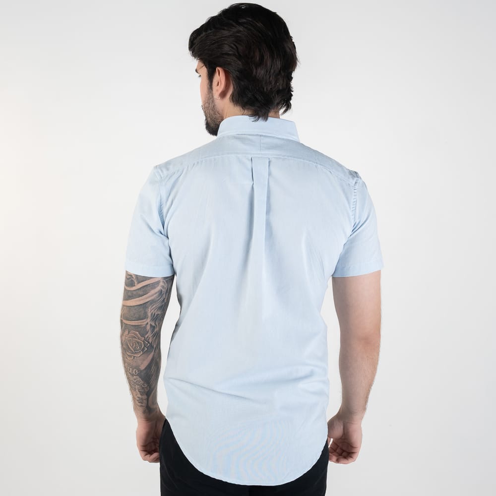 Camisa Hombre Azul Cielo Manga Corta Clasica