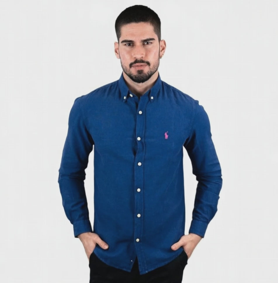 Camisa Azul Oscuro Lino