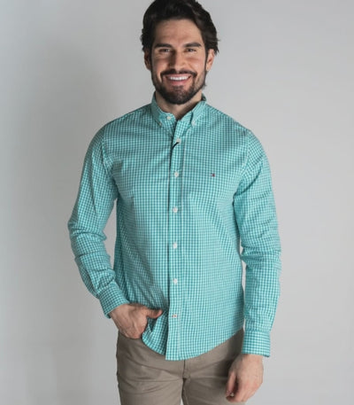 Camisa Hombre Aguamarina a Cuadros TM