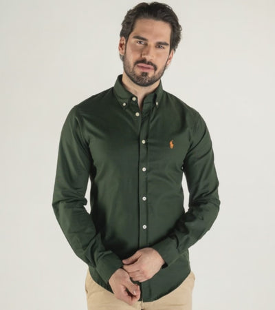 Camisa Hombre Verde Militar Clásica