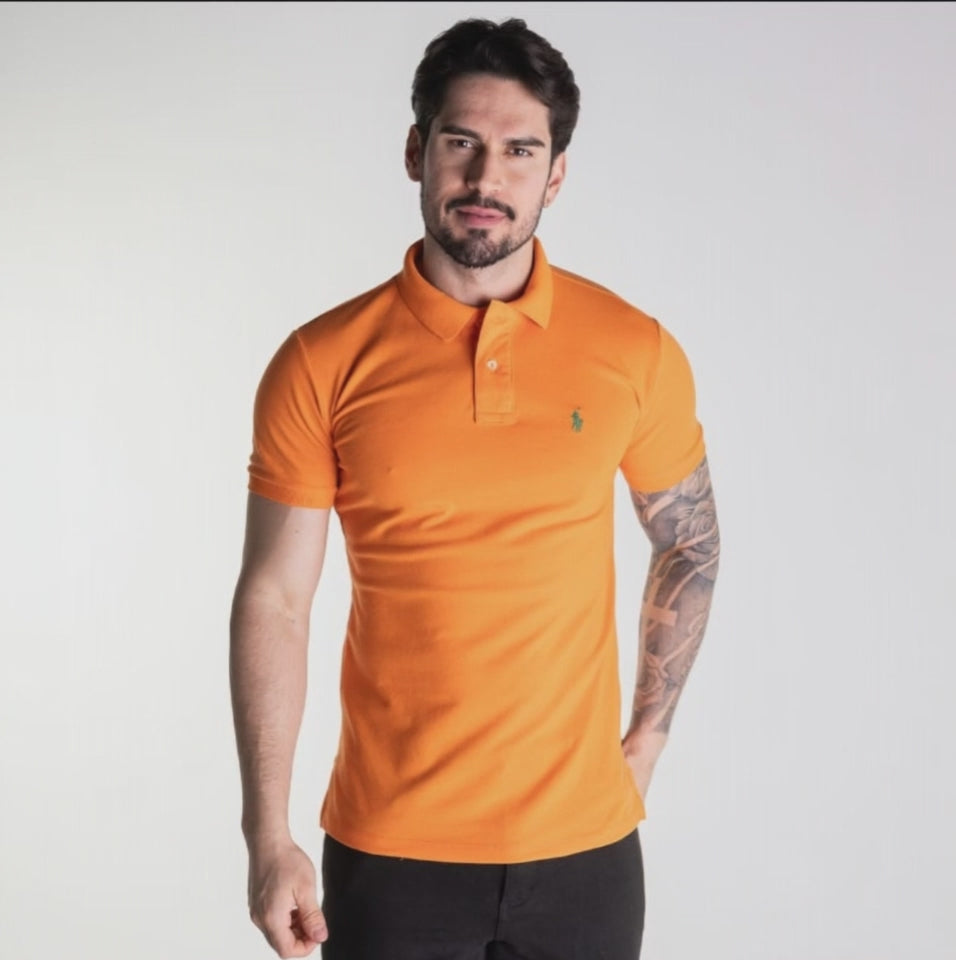 Camiseta Tipo Polo Naranja Clasica