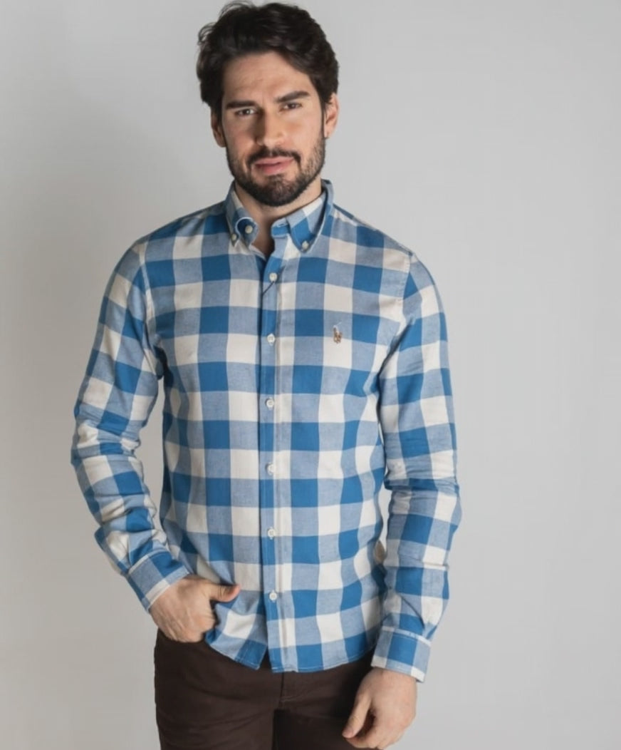 Camisa Hombre Azul a Cuadros Leñadora