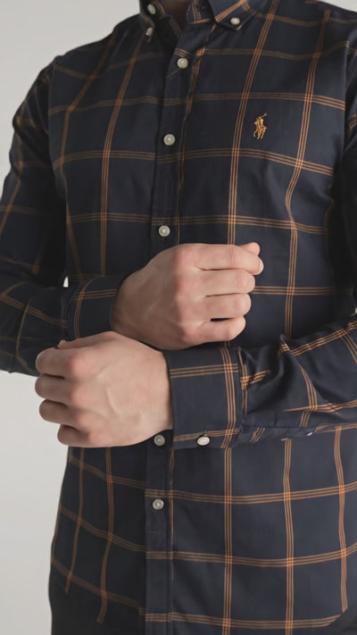 Camisa Hombre negra a Cuadros Grandes Combinados