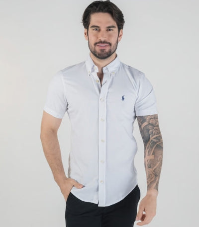 Camisa Hombre Blanca Manga Corta Clasica