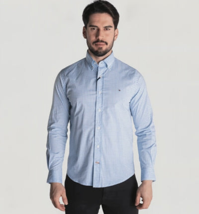 Camisa Hombre azul cielo a Cuadros TM