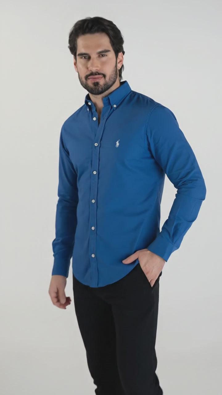 Camisa Hombre Azul Rey Clásica