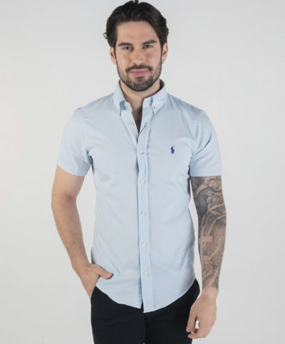 Camisa Hombre Azul Cielo Manga Corta Clasica