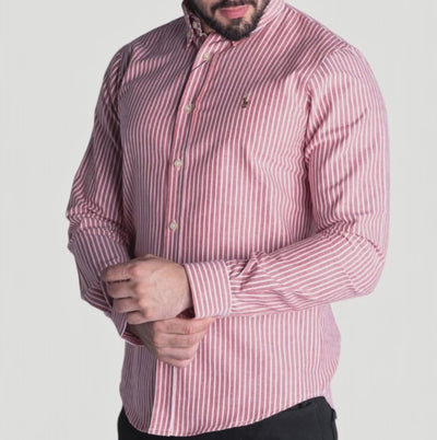 Camisa Hombre Rayas Rojas
