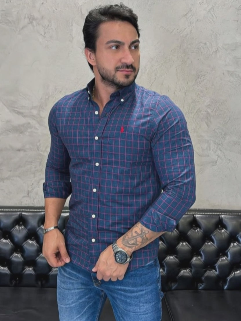 Cargar video: Camisa Hombre Micro cuadros combinados clasica