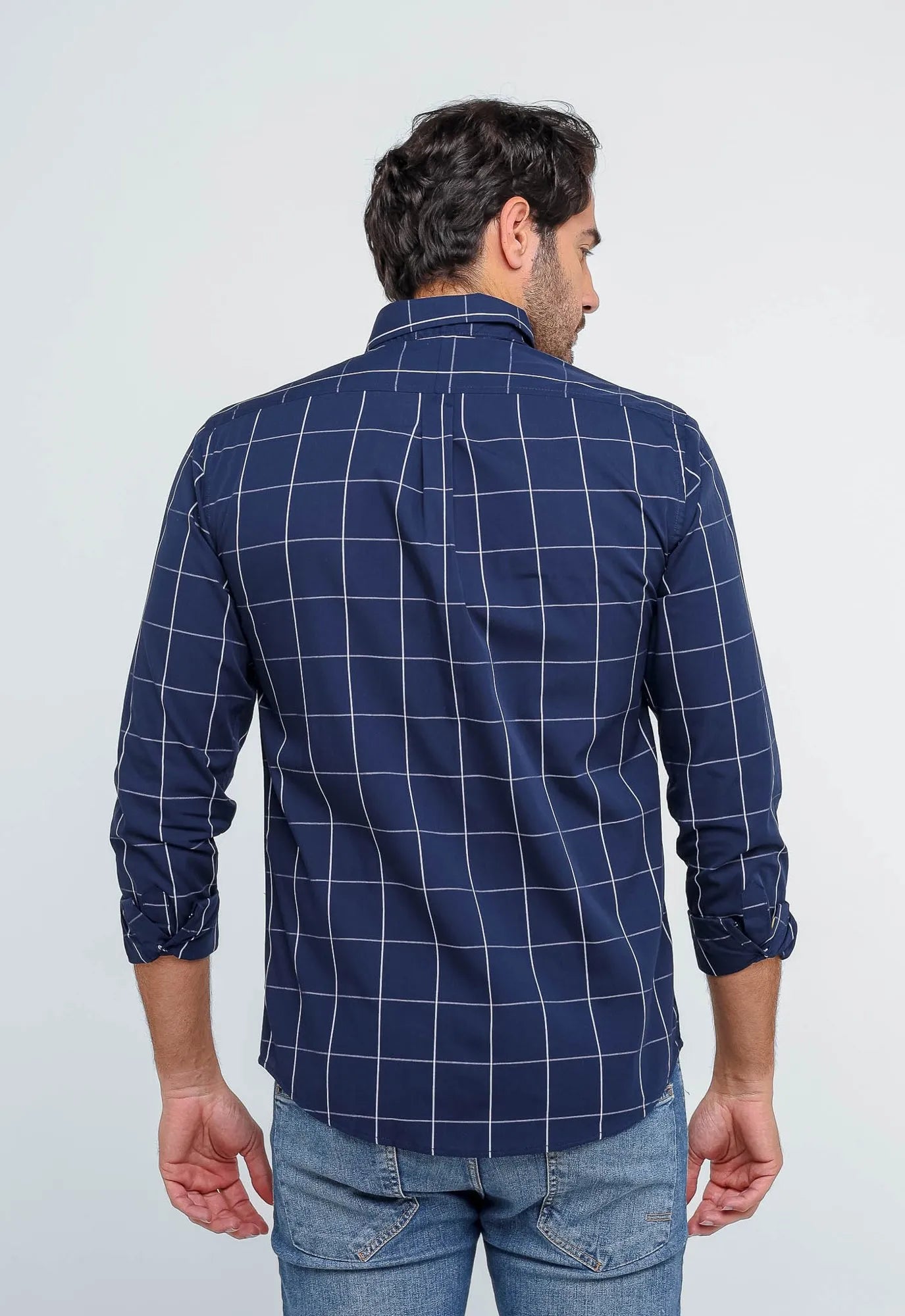 Camisa Hombre Azul a Cuadros Grandes