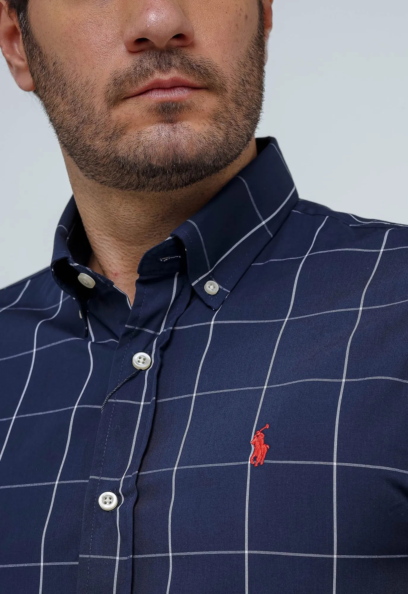 Camisa Hombre Azul a Cuadros Grandes