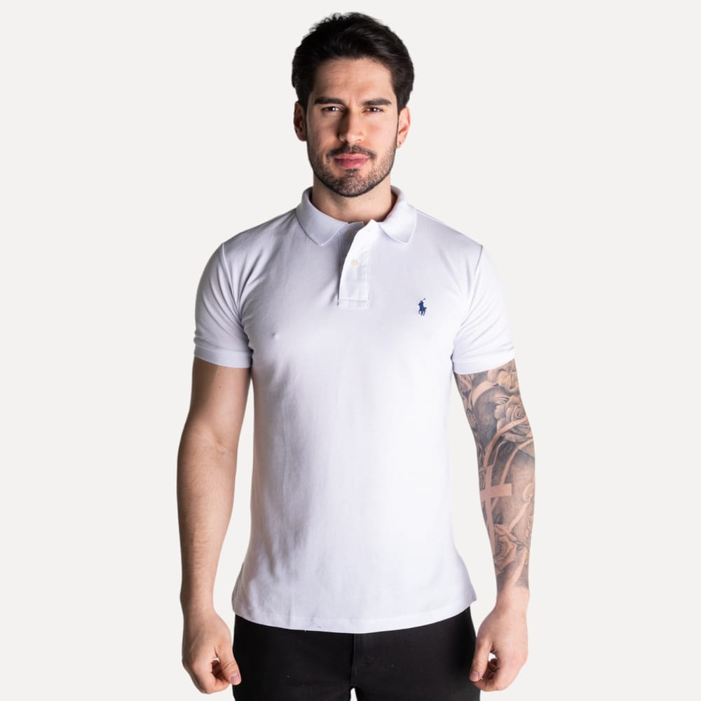 Camiseta Tipo Polo Blanca Clasica